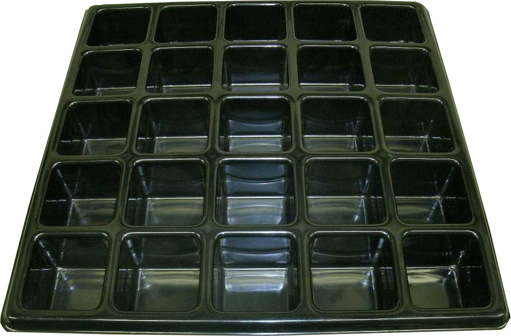 25 Cavity Large Plastic Tray 4" X 4" X 3" Depth Cavity